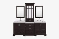 Ariel stafford 85 in. double rectangle sink vanity set with 1.5 in. carrara white marble countertops in white