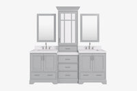 Ariel stafford 85 in. double rectangle sink vanity set with 1.5 in. carrara white marble countertops in white