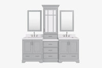 Ariel stafford 85 in. double rectangle sink vanity set with 1.5 in. carrara white marble countertops in white