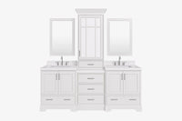 Ariel stafford 85 in. double rectangle sink vanity set with 1.5 in. carrara white marble countertops in white