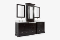Ariel stafford 85 in. double rectangle sink vanity set with 1.5 in. carrara white marble countertops in white