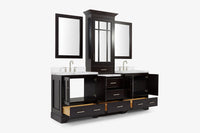 Ariel stafford 85 in. double rectangle sink vanity set with 1.5 in. carrara white marble countertops in white