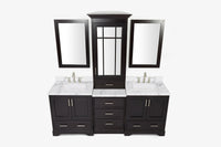 Ariel stafford 85 in. double rectangle sink vanity set with 1.5 in. carrara white marble countertops in white