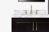 Ariel stafford 85 in. double rectangle sink vanity set with 1.5 in. carrara white marble countertops in white