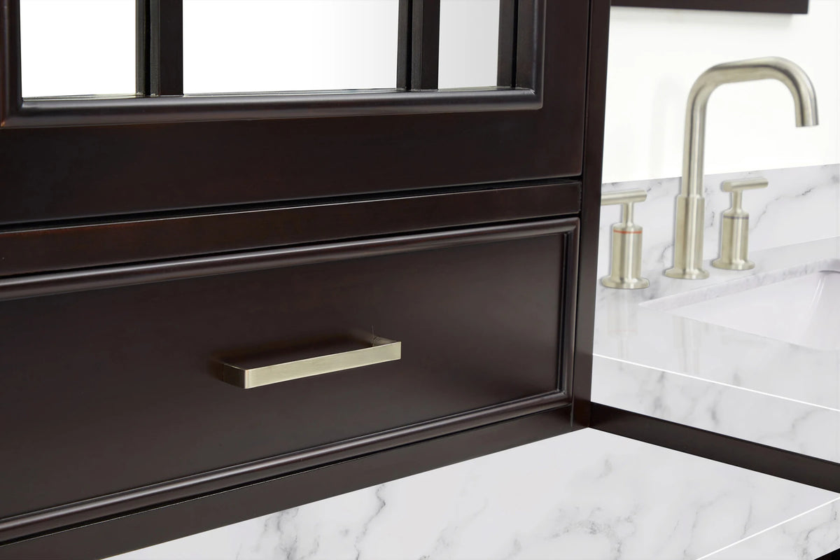 Ariel stafford 85 in. double rectangle sink vanity set with 1.5 in. carrara white marble countertops in white