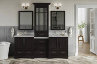 Ariel stafford 85 in. double rectangle sink vanity set with 1.5 in. carrara white marble countertops in white