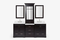 Ariel stafford 85 in. double rectangle sink vanity set with 1.5 in. carrara white marble countertops in white