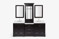 Ariel stafford 85 in. double rectangle sink vanity set with 1.5 in. carrara white marble countertops in white