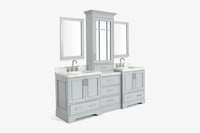 Ariel stafford 85 in. double rectangle sink vanity set with 1.5 in. carrara white marble countertops in white