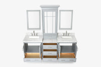 Ariel stafford 85 in. double rectangle sink vanity set with 1.5 in. carrara white marble countertops in white