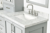 Ariel stafford 85 in. double rectangle sink vanity set with 1.5 in. carrara white marble countertops in white