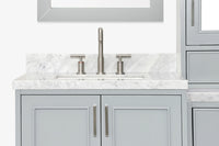 Ariel stafford 85 in. double rectangle sink vanity set with 1.5 in. carrara white marble countertops in white