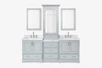 Ariel stafford 85 in. double rectangle sink vanity set with 1.5 in. carrara white marble countertops in white