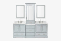 Ariel stafford 85 in. double rectangle sink vanity set with 1.5 in. carrara white marble countertops in white