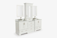 Ariel stafford 85 in. double rectangle sink vanity set with 1.5 in. carrara white marble countertops in white