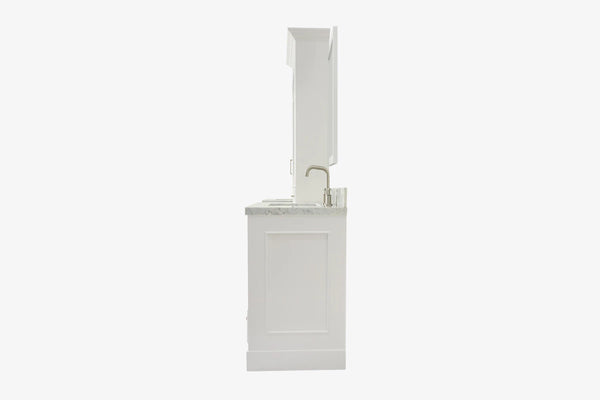 Ariel stafford 85 in. double rectangle sink vanity set with 1.5 in. carrara white marble countertops in white