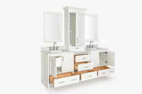 Ariel stafford 85 in. double rectangle sink vanity set with 1.5 in. carrara white marble countertops in white