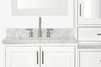 Ariel stafford 85 in. double rectangle sink vanity set with 1.5 in. carrara white marble countertops in white