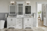 Ariel stafford 85 in. double rectangle sink vanity set with 1.5 in. carrara white marble countertops in white