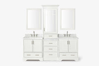 Ariel stafford 85 in. double rectangle sink vanity set with 1.5 in. carrara white marble countertops in white