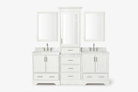 Ariel stafford 85 in. double rectangle sink vanity set with 1.5 in. carrara white marble countertops in white