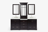 Ariel stafford 85 in. double rectangle sink vanity set with 1.5 in. carrara white marble countertops in white