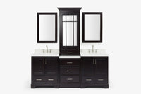 Ariel stafford 85 in. double rectangle sink vanity set with 1.5 in. carrara white marble countertops in white
