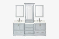 Ariel stafford 85 in. double rectangle sink vanity set with 1.5 in. carrara white marble countertops in white