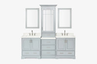 Ariel stafford 85 in. double rectangle sink vanity set with 1.5 in. carrara white marble countertops in white