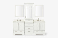 Ariel stafford 85 in. double rectangle sink vanity set with 1.5 in. carrara white marble countertops in white
