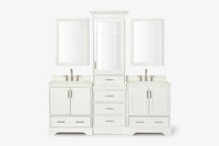 Ariel stafford 85 in. double rectangle sink vanity set with 1.5 in. carrara white marble countertops in white