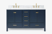Ariel cambridge( 60 in , 61 in )  double rectangle sink vanity with Marble (0.75 in, 1.5 in, 2 in) countertop