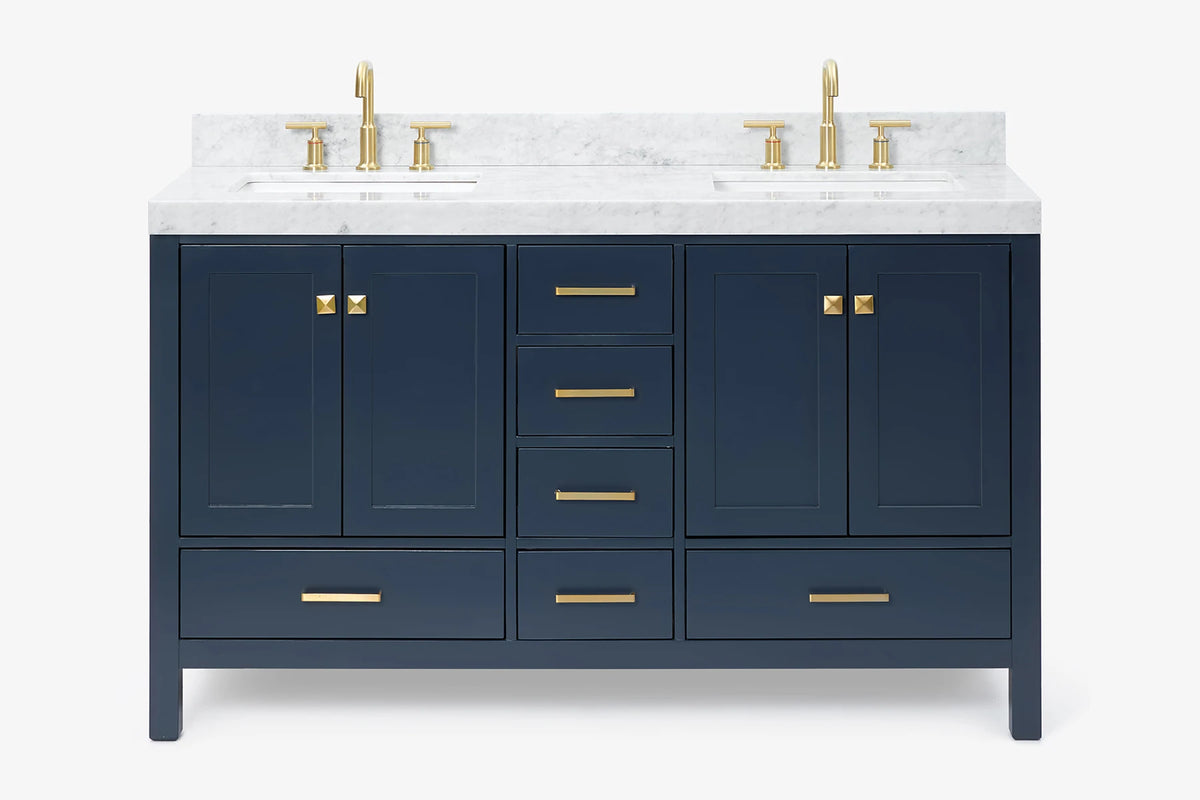 Ariel cambridge( 60 in , 61 in )  double rectangle sink vanity with Marble (0.75 in, 1.5 in, 2 in) countertop