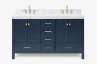 Ariel cambridge( 60 in , 61 in )  double rectangle sink vanity with Marble (0.75 in, 1.5 in, 2 in) countertop