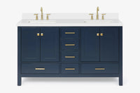 Ariel cambridge( 60 in , 61 in )  double rectangle sink vanity with Marble (0.75 in, 1.5 in, 2 in) countertop