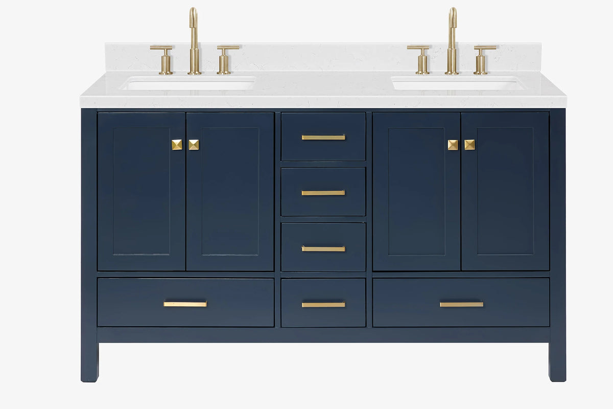 Ariel cambridge( 60 in , 61 in )  double rectangle sink vanity with Marble (0.75 in, 1.5 in, 2 in) countertop