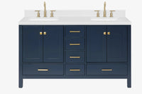 Ariel cambridge( 60 in , 61 in )  double rectangle sink vanity with Marble (0.75 in, 1.5 in, 2 in) countertop
