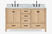 Ariel cambridge( 60 in , 61 in )  double rectangle sink vanity with Marble (0.75 in, 1.5 in, 2 in) countertop