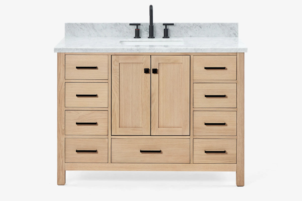 Ariel cambridge( 48"& 49") single rectangle sink  Bathroom vanity with carrara  marble (0.75 in, 1.5 in, 2 in) countertop
