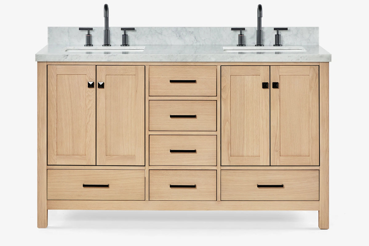 Ariel cambridge( 60 in , 61 in )  double rectangle sink vanity with Marble (0.75 in, 1.5 in, 2 in) countertop