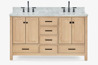 Ariel cambridge( 60 in , 61 in )  double rectangle sink vanity with Marble (0.75 in, 1.5 in, 2 in) countertop