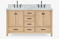 Ariel cambridge( 60 in , 61 in )  double rectangle sink vanity with Marble (0.75 in, 1.5 in, 2 in) countertop