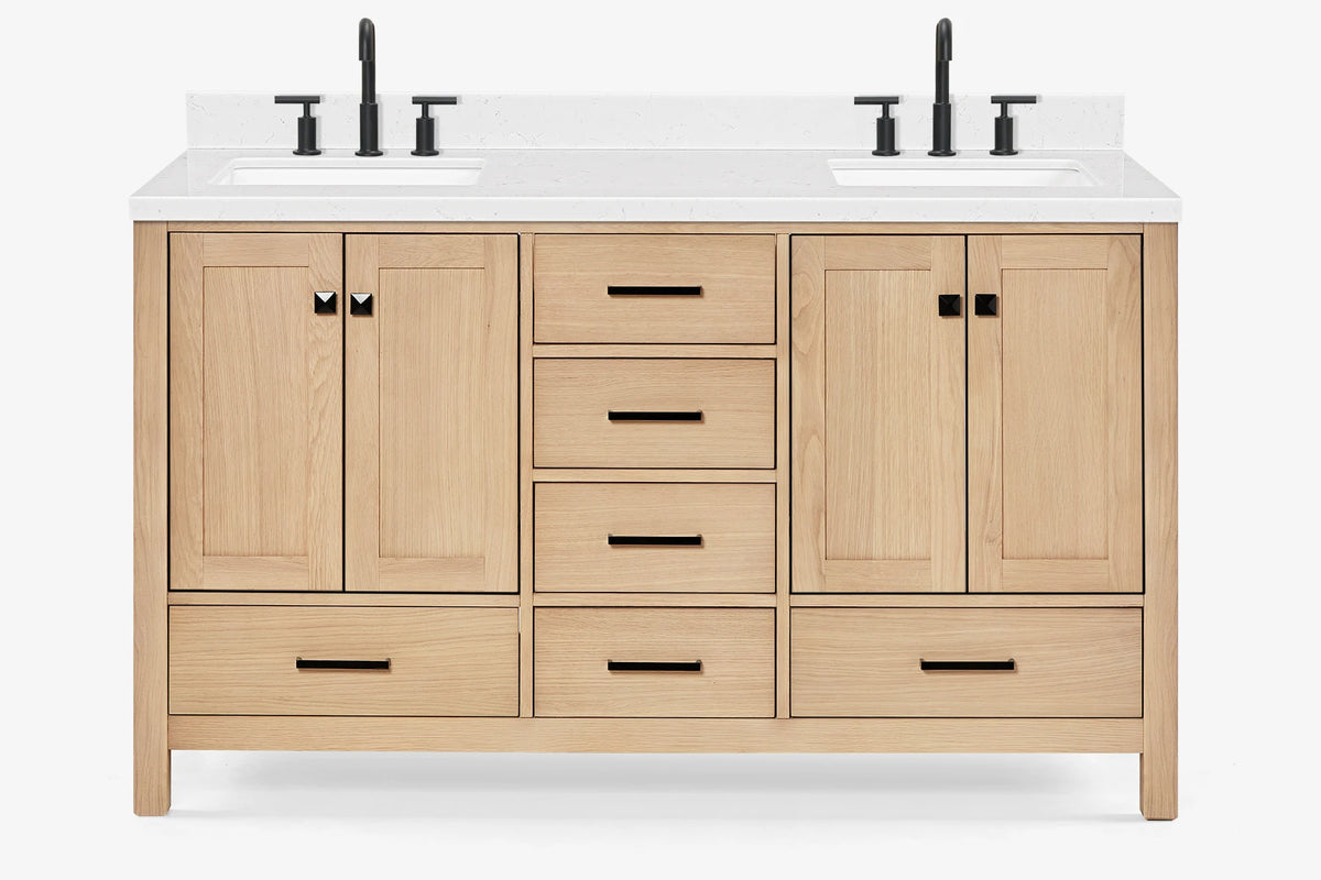 Ariel cambridge( 60 in , 61 in )  double rectangle sink vanity with Marble (0.75 in, 1.5 in, 2 in) countertop