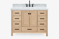 Ariel cambridge( 48"& 49") single rectangle sink  Bathroom vanity with carrara  marble (0.75 in, 1.5 in, 2 in) countertop