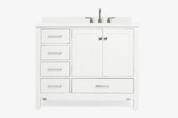 Ariel cambridge (43 inch, 42 inch) right offset single rectangular sink bathroom vanity with marble countertop (0.75 inch, 1.5 inch, 2 inch).