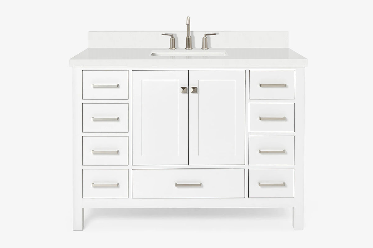 Ariel cambridge( 48"& 49") single rectangle sink  Bathroom vanity with carrara  marble (0.75 in, 1.5 in, 2 in) countertop