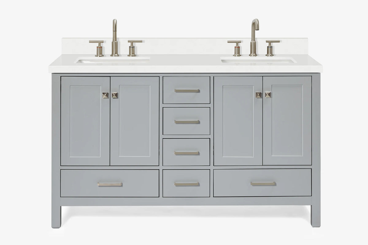Ariel cambridge( 60 in , 61 in )  double rectangle sink vanity with Marble (0.75 in, 1.5 in, 2 in) countertop