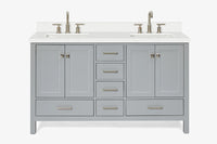 Ariel cambridge( 60 in , 61 in )  double rectangle sink vanity with Marble (0.75 in, 1.5 in, 2 in) countertop