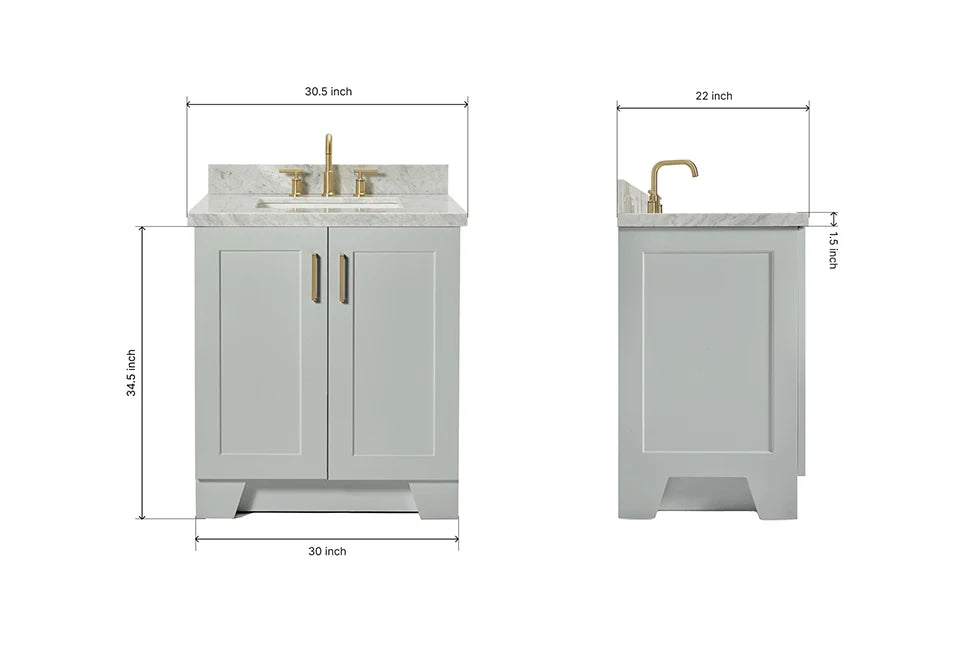Ariel taylor (30"& 31") rectangle sink vanity with  marble countertop.
