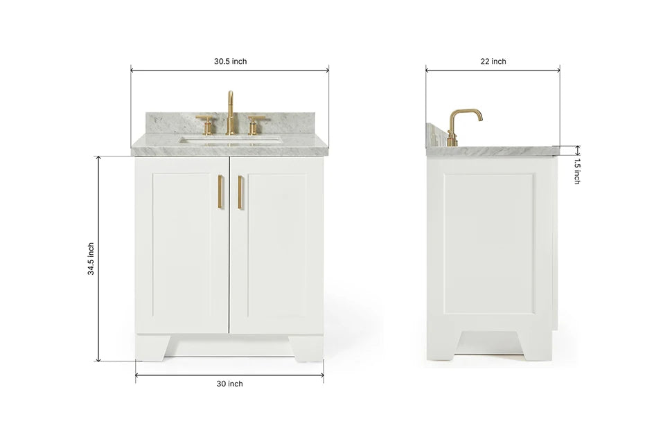 Ariel taylor (30"& 31") rectangle sink vanity with  marble countertop.